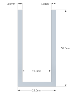 (50mm) 3 Meter Glass Partition U channel (WHITE)