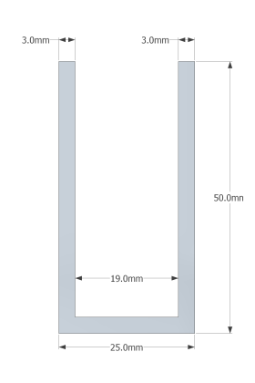 FACTORY SECONDS (24mm) 2.7 Meter Glass Partition U channel (WHITE)